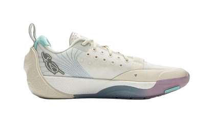 LiNing Abrasion Resistant Slip Resistant Low Top Basketball Shoes Mens White Blue vjkicks