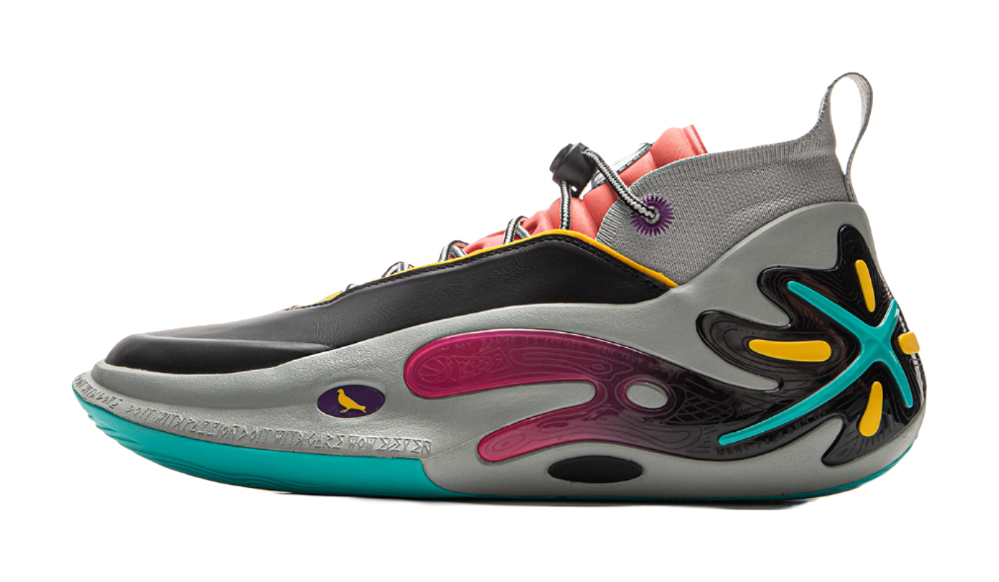 LiNing Wow11 Cushioning Lightweight Rebound Mid Top Basketball Shoes Mens Black Gray vjkicks