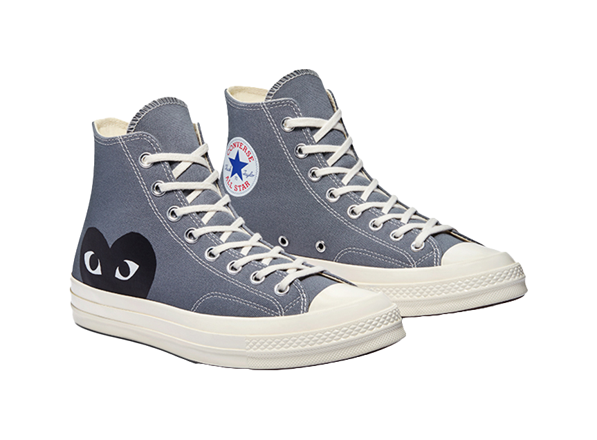 Converse X Comme Des Garçons Play Chuck 70 Hi Steel Gray Sneakers vjkicks