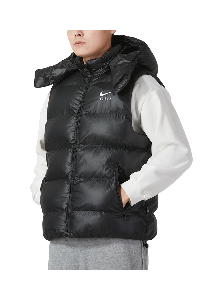 Nike Mens Alphabet Print Hooded Windproof Sleeveless Vest Black vjkicks