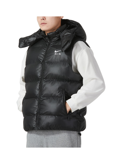 Nike Mens Alphabet Print Hooded Windproof Sleeveless Vest Black vjkicks