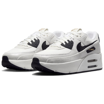 Nike Air Max 90 LV8 White Metallic Gold Black Womens vjkicks