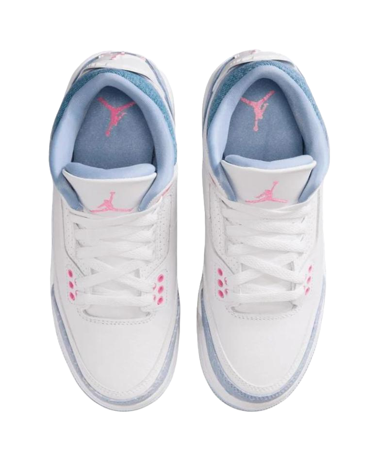 Jordan Air Jordan 3 Abrasion Resistant Mid Top Childrens Basketball Shoes White Blue Teenagers vjkicks