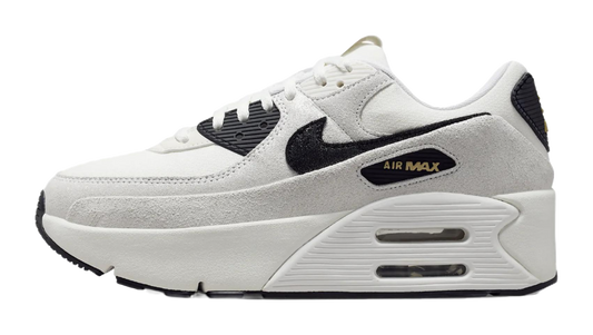 Nike Air Max 90 LV8 White Metallic Gold Black Womens vjkicks