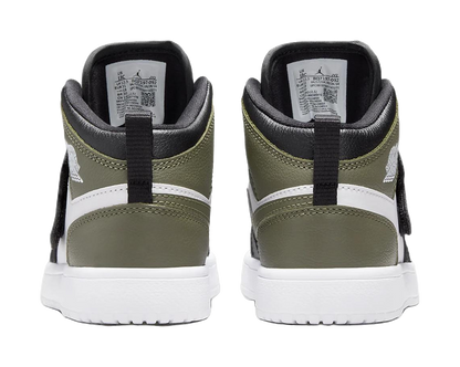 Jordan Slip Resistant Abrasion Resistant Mid top Childrens Basketball Shoes Black Green vjkicks