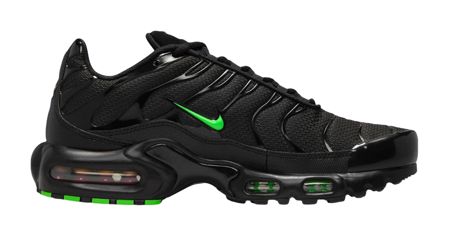 Nike Air Max Plus Abrasion Resistant Low top Training Casual Running Shoes Mens Black Green vjkicks