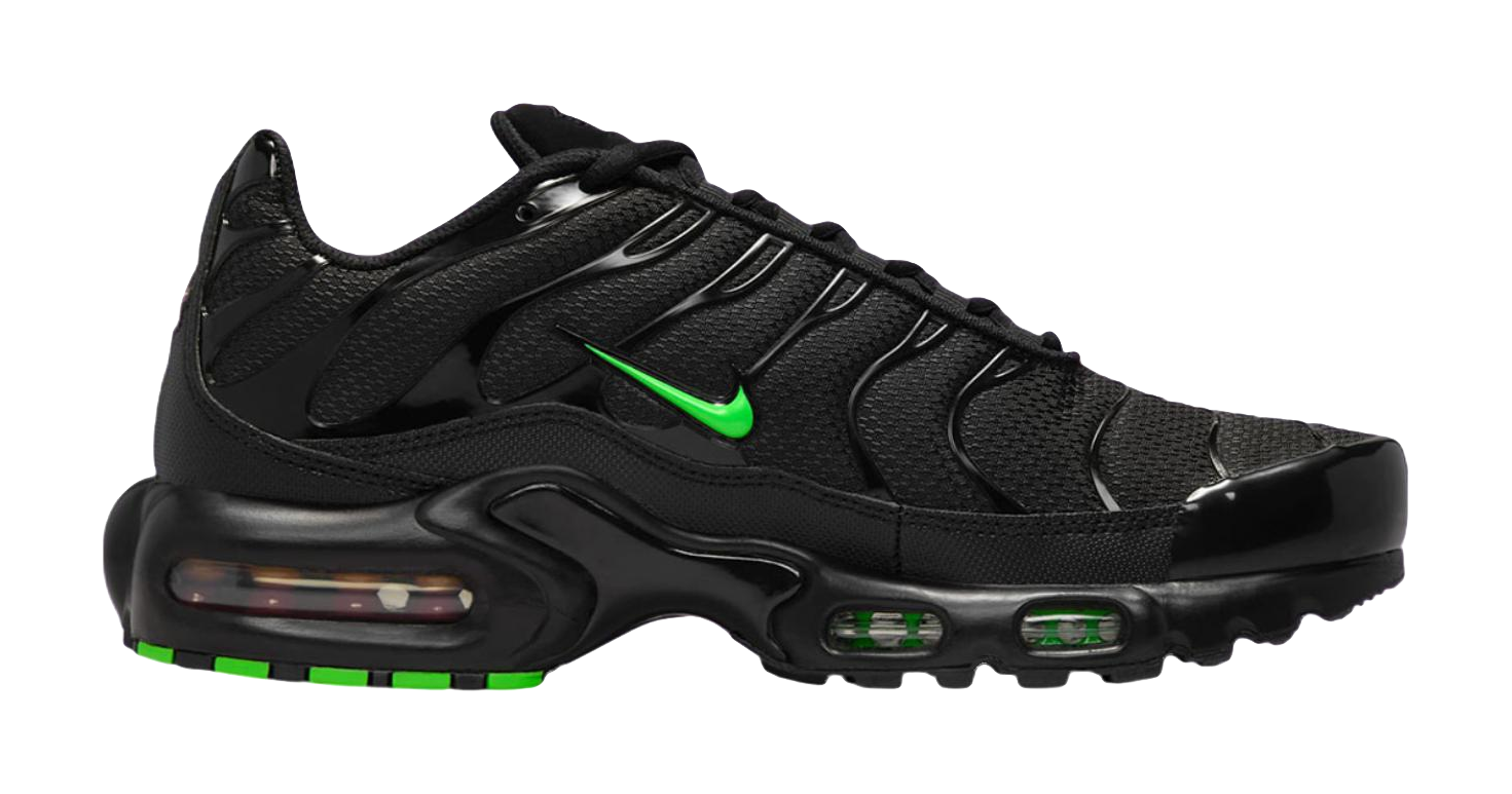 Nike Air Max Plus Abrasion Resistant Low top Training Casual Running Shoes Mens Black Green vjkicks