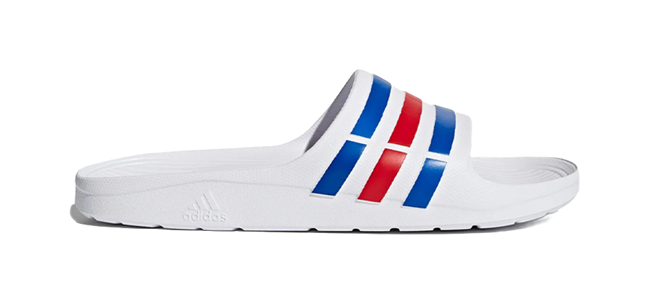 Adidas Duramo Slides White Blue Red vjkicks