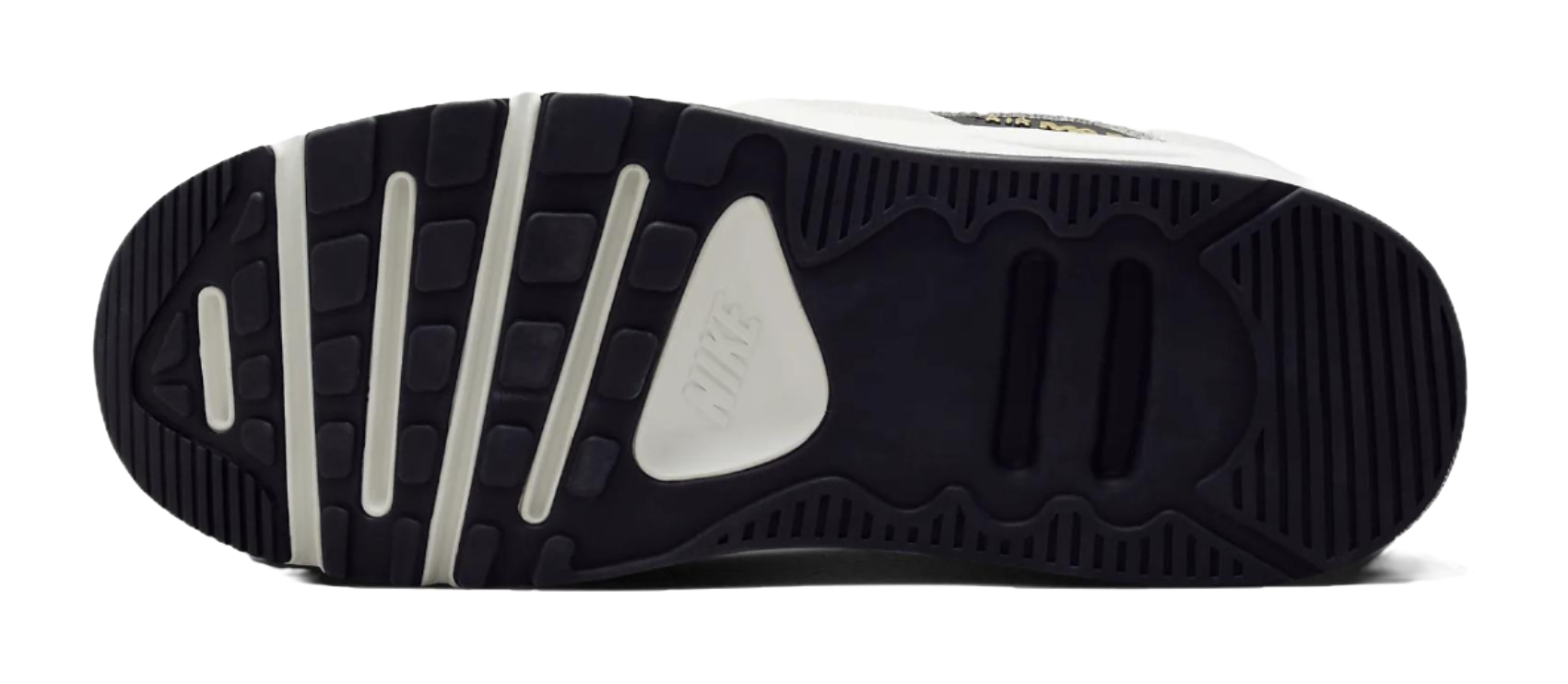 Nike Air Max 90 LV8 White Metallic Gold Black Womens vjkicks