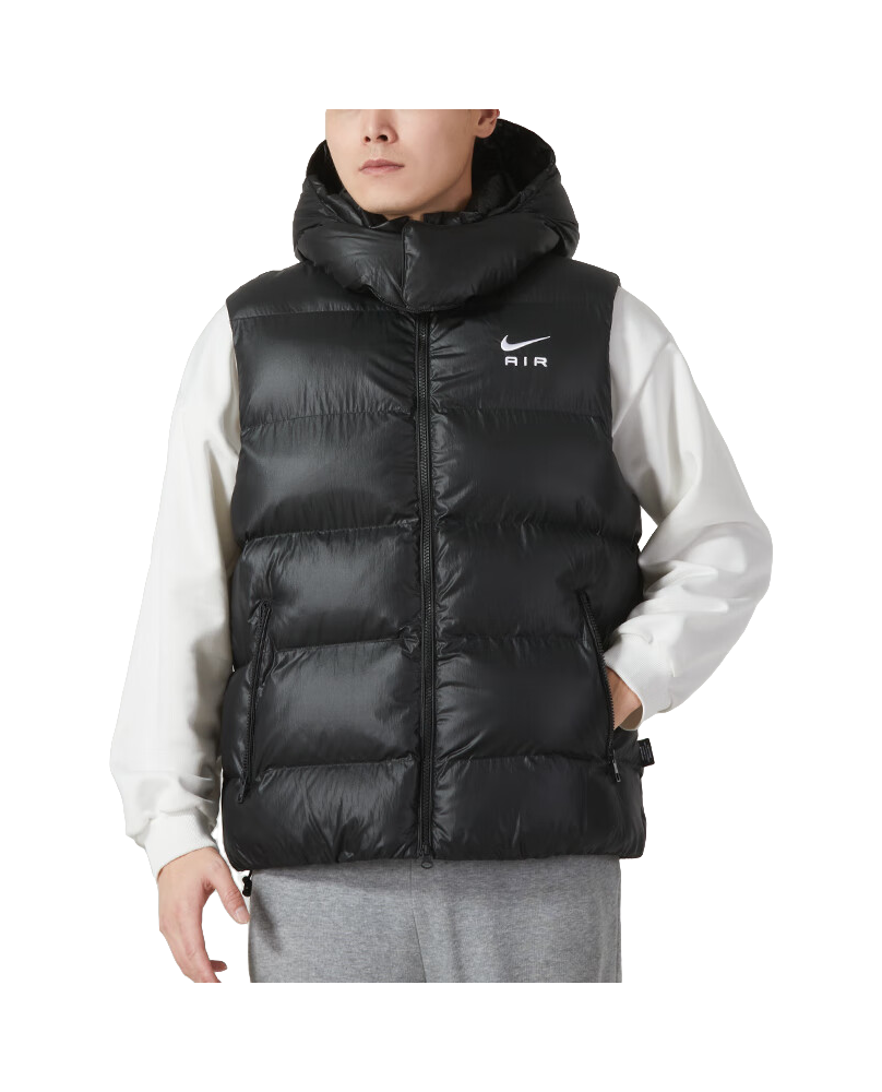 Nike Mens Alphabet Print Hooded Windproof Sleeveless Vest Black vjkicks