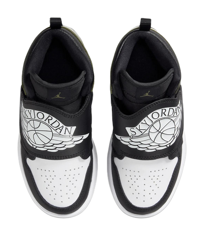 Jordan Slip Resistant Abrasion Resistant Mid top Childrens Basketball Shoes Black Green vjkicks