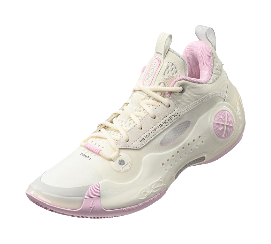 LiNing WOW 10 Cushioning Coverage Rebound Low top Basketball Shoes Mens White Pink vjkicks