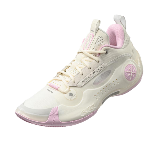 LiNing WOW 10 Cushioning Coverage Rebound Low top Basketball Shoes Mens White Pink vjkicks
