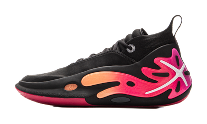 LiNing Wow11 Cushioning Anti-Slip And Wear-Resistant Lightweight Rebound Mid-Top Basketball Shoes Mens Black Red vjkicks