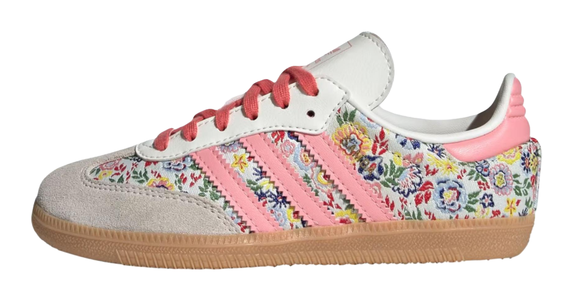 Liberty London x Adidas Originals SAMBA OG Anti Slip Wear Resistant Low Top Skateboard Shoes Beige/Pink Kids vjkicks