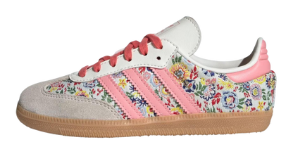 Liberty London x Adidas Originals SAMBA OG Anti Slip Wear Resistant Low Top Skateboard Shoes Beige/Pink Kids vjkicks