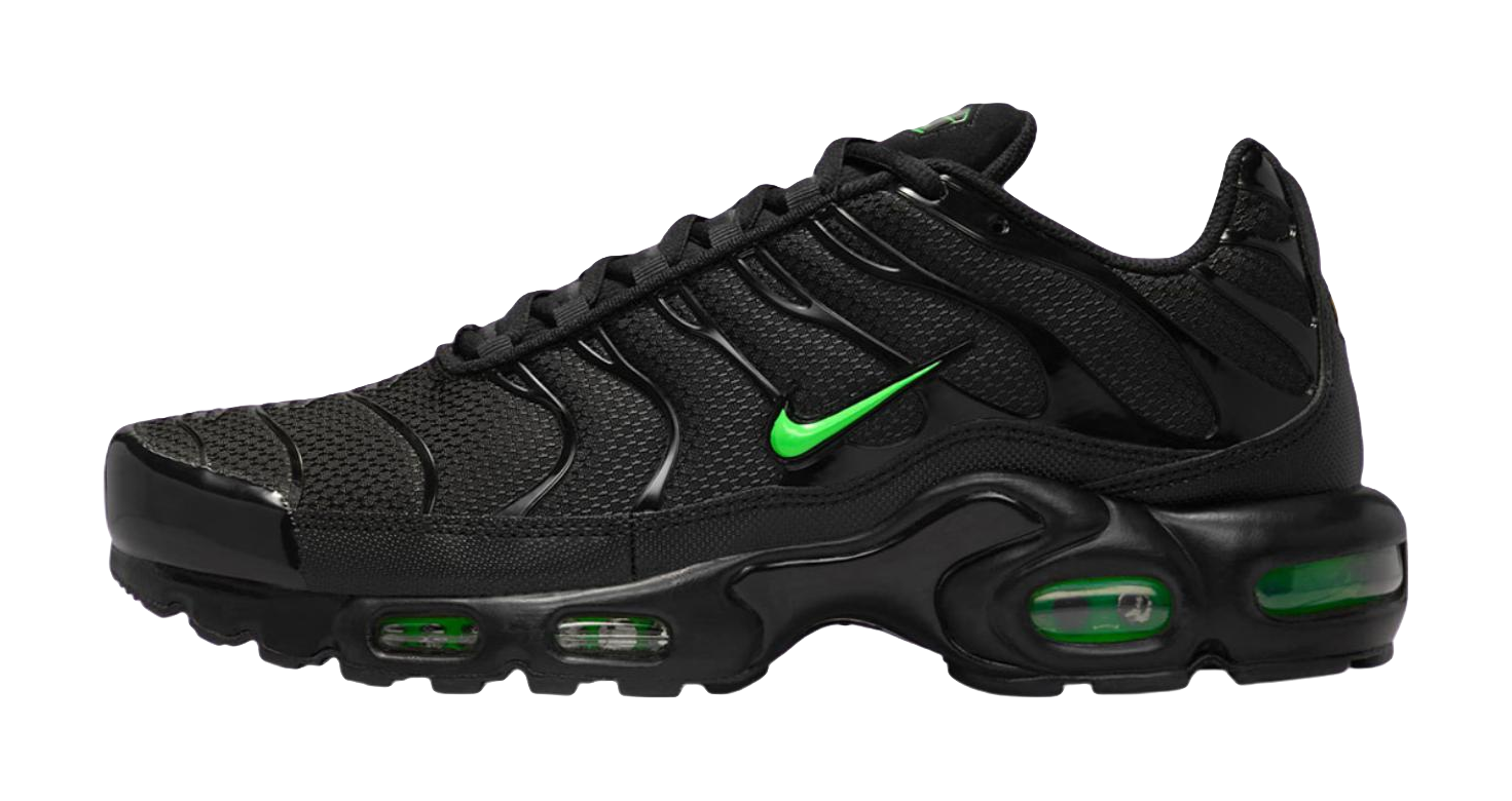 Nike Air Max Plus Abrasion Resistant Low top Training Casual Running Shoes Mens Black Green vjkicks