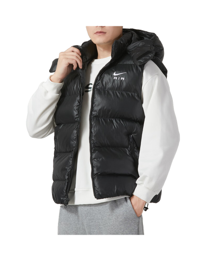 Nike Mens Alphabet Print Hooded Windproof Sleeveless Vest Black vjkicks