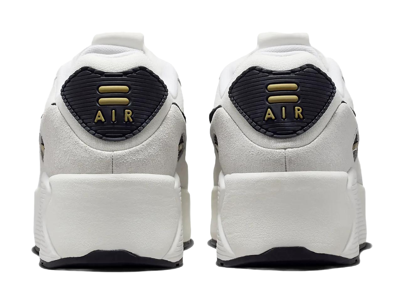 Nike Air Max 90 LV8 White Metallic Gold Black Womens vjkicks