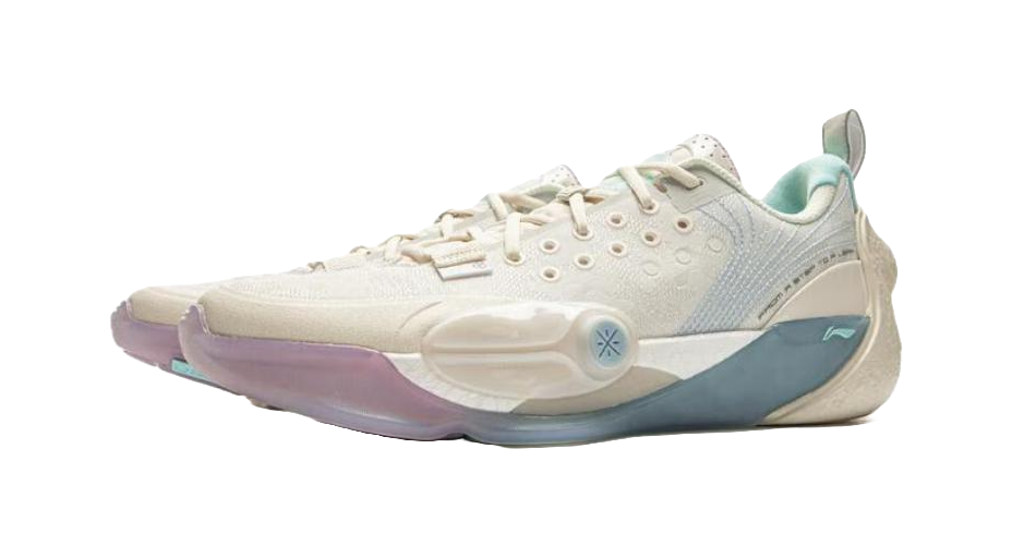 LiNing Abrasion Resistant Slip Resistant Low Top Basketball Shoes Mens White Blue vjkicks