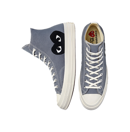 Converse X Comme Des Garçons Play Chuck 70 Hi Steel Gray Sneakers vjkicks