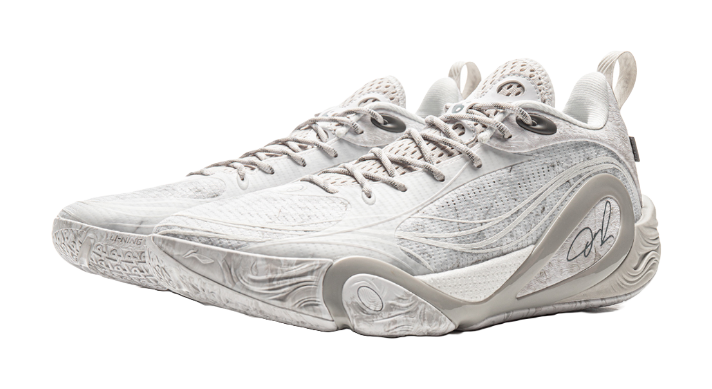 LiNing DLO1 Cushioning, Slip Resistant, Abrasion Resistant, Rebound Grip Low Top Basketball Shoes Mens White Gray vjkicks