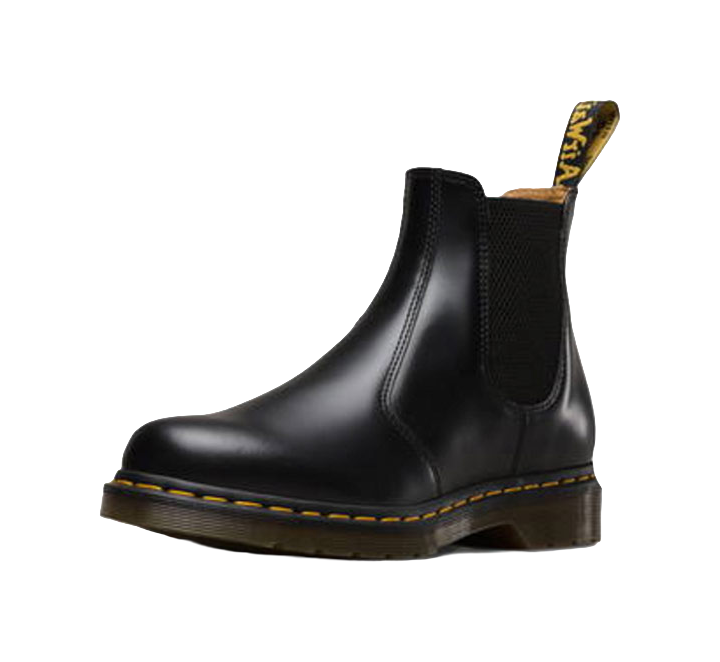 Dr. Martens 2976 Yellow Stitch Smooth Leather Chelsea Boot Black vjkicks