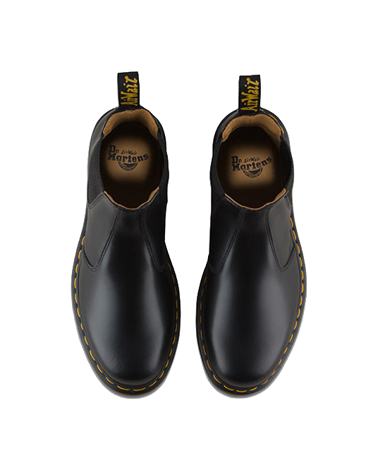 Dr. Martens 2976 Yellow Stitch Smooth Leather Chelsea Boot Black vjkicks