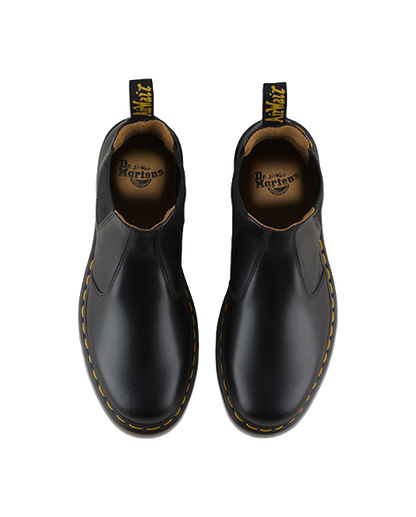 Dr. Martens 2976 Yellow Stitch Smooth Leather Chelsea Boot Black vjkicks