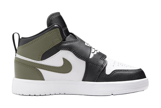 Jordan Slip Resistant Abrasion Resistant Mid top Childrens Basketball Shoes Black Green vjkicks