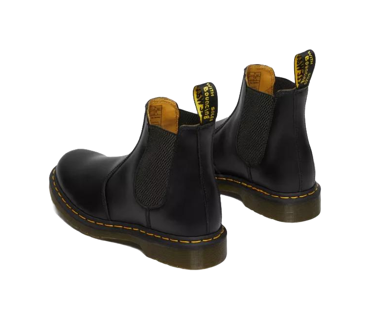 Dr. Martens 2976 Yellow Stitch Smooth Leather Chelsea Boot Black vjkicks