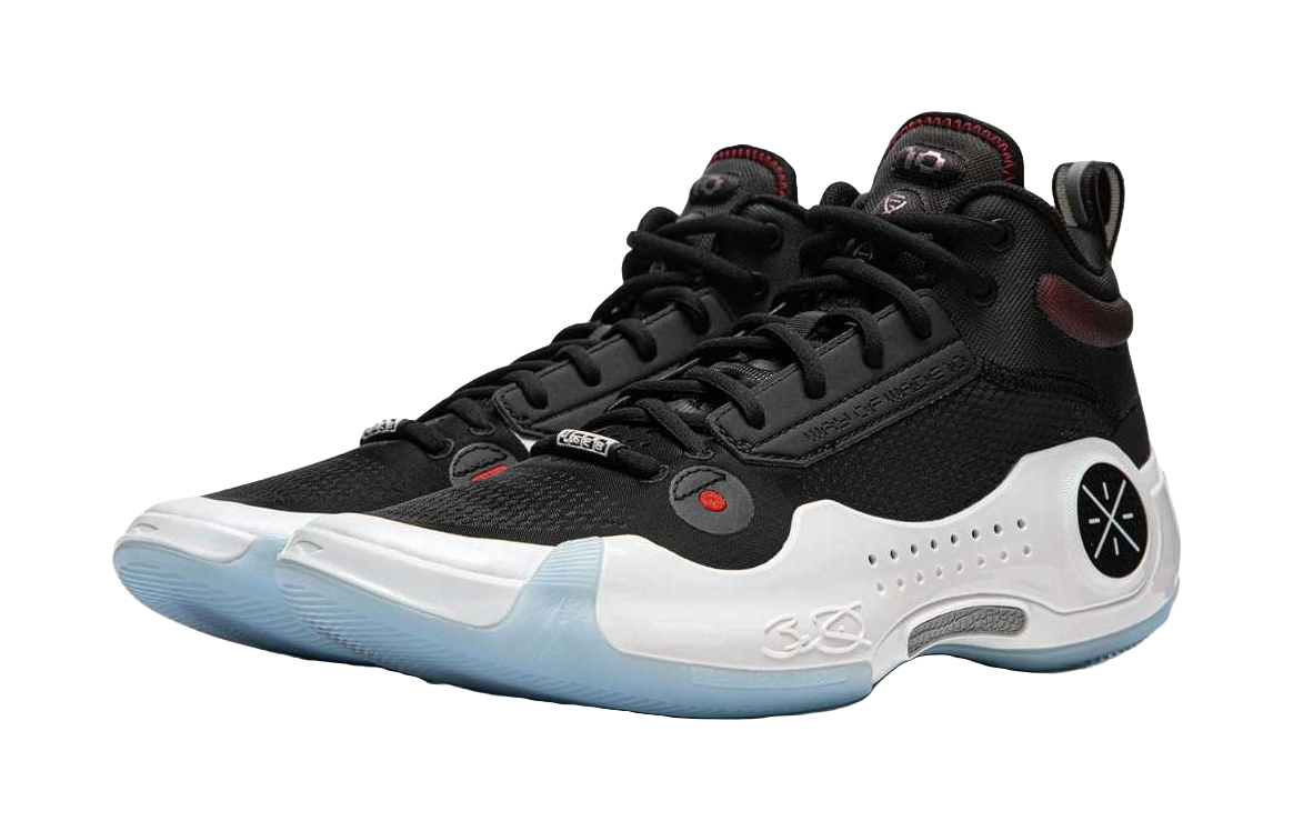 LiNing WOW 10 Cushioning, Wear Resistant Low top Basketball Shoes Mens Black White Blue vjkicks