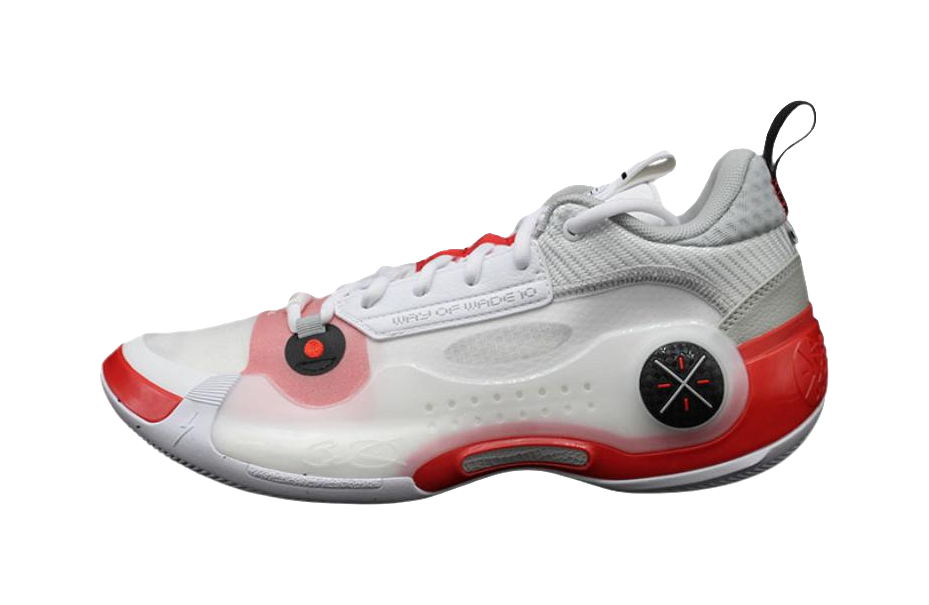 LiNing Wades Way 10 Low Cushioning, Wear Resistant Low Top Basketball Shoes Mens White Red vjkicks