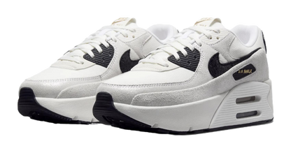 Nike Air Max 90 LV8 White Metallic Gold Black Womens vjkicks