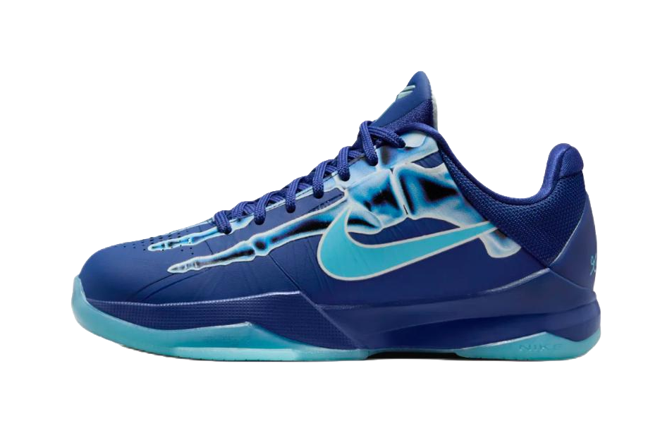 Nike Zoom Kobe 5 Slip Resistant Abrasion Resistant Low top Childrens Basketball Shoes Blue vjkicks