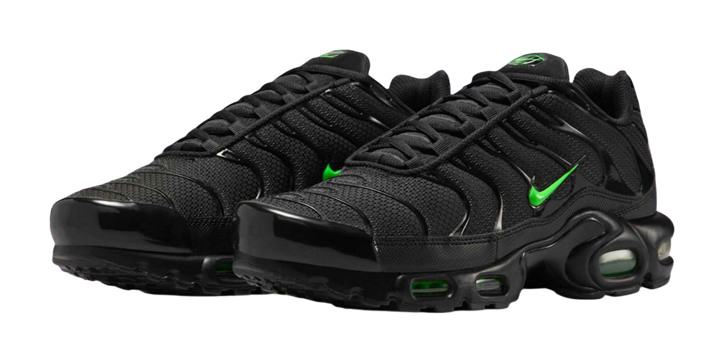 Nike Air Max Plus Abrasion Resistant Low top Training Casual Running Shoes Mens Black Green vjkicks