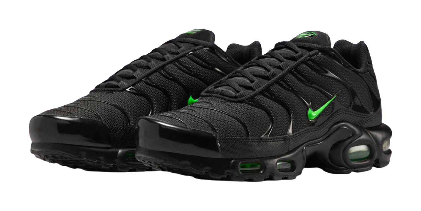 Nike Air Max Plus Abrasion Resistant Low top Training Casual Running Shoes Mens Black Green vjkicks