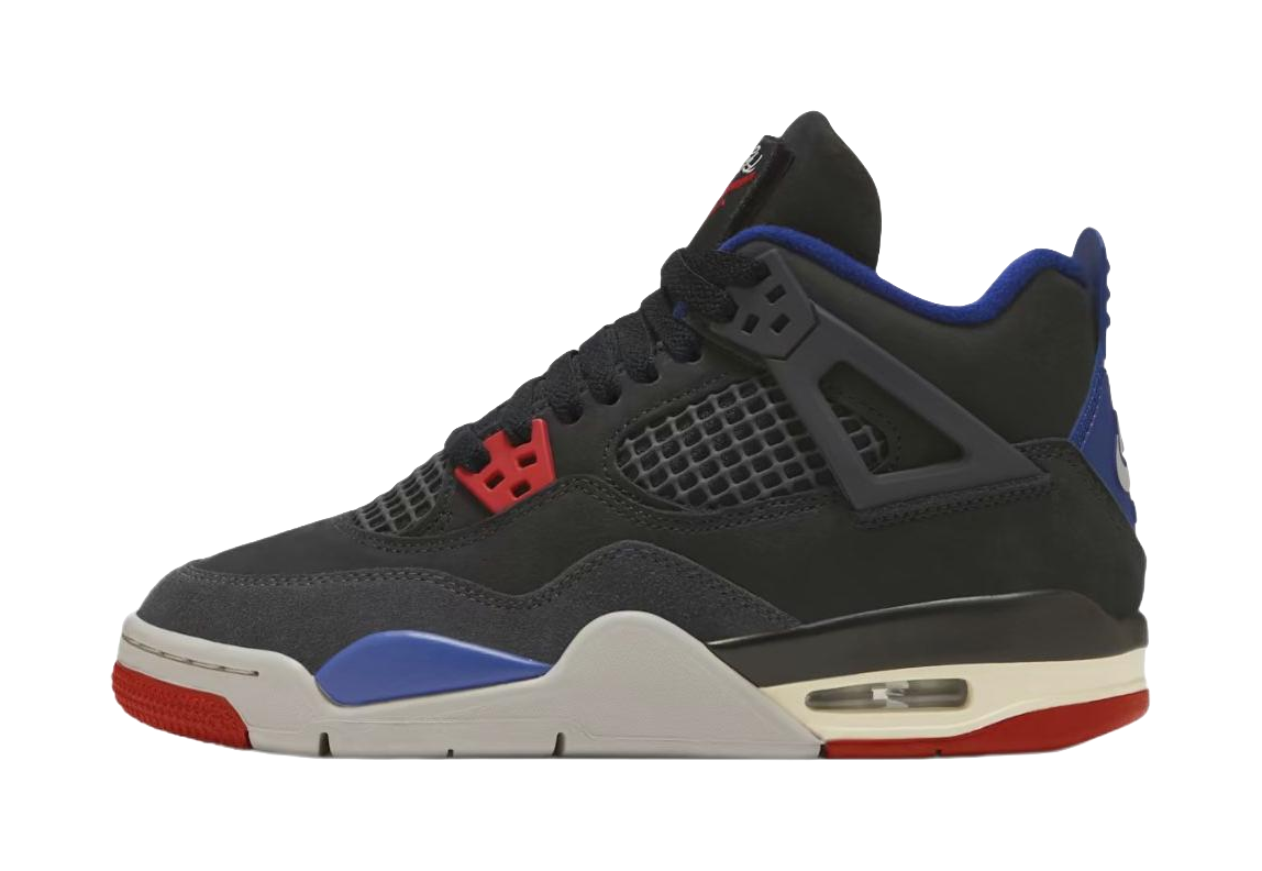 Jordan Air Jordan 4 Anti Slip Wear Resistant Mid Top Childrens Basketball Shoes Black Blue Teenagers vjkicks