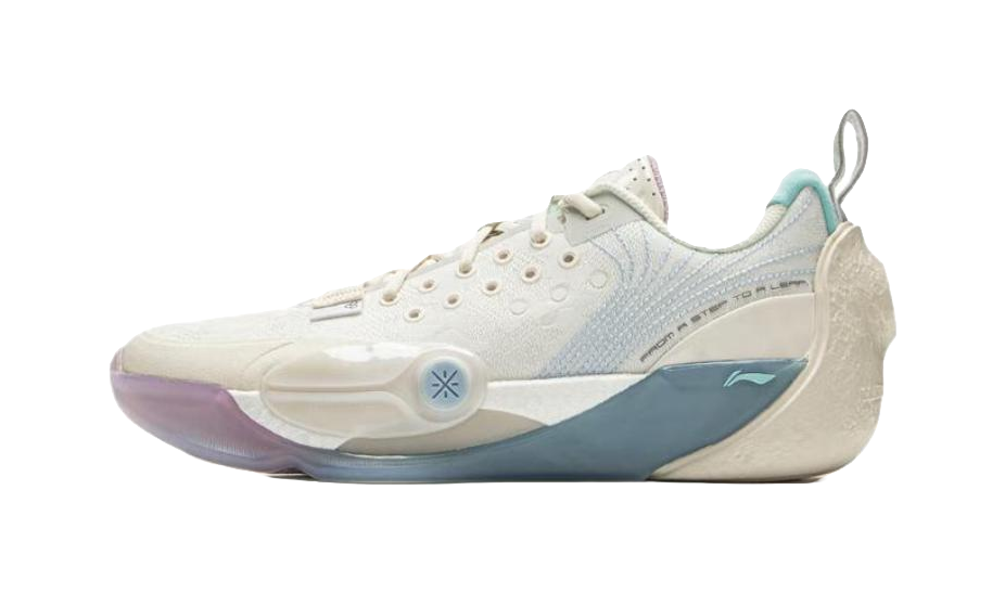 LiNing Abrasion Resistant Slip Resistant Low Top Basketball Shoes Mens White Blue vjkicks