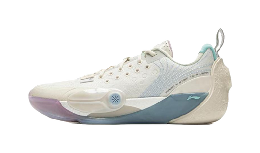 LiNing Abrasion Resistant Slip Resistant Low Top Basketball Shoes Mens White Blue vjkicks