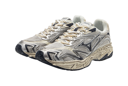 Mizuno Adventure Cushioning, Wear Resistant Low top Chunky Sneakers Unisex Beige Silver vjkicks
