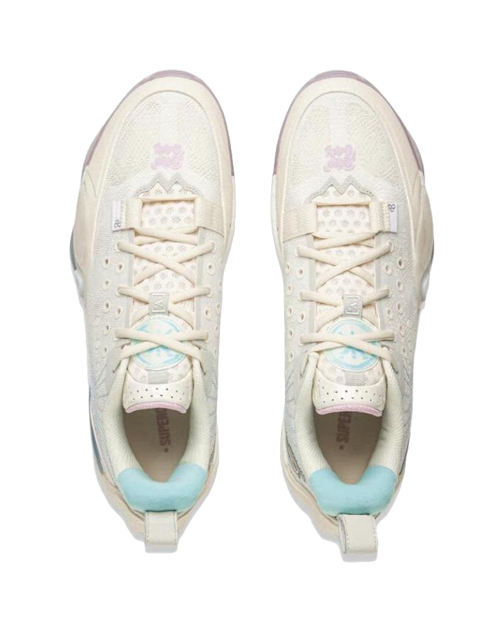 LiNing Abrasion Resistant Slip Resistant Low Top Basketball Shoes Mens White Blue vjkicks