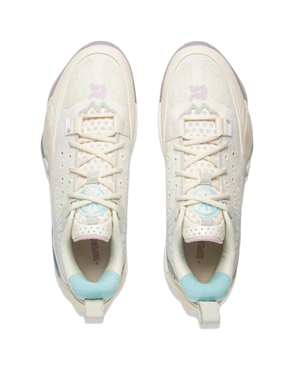 LiNing Abrasion Resistant Slip Resistant Low Top Basketball Shoes Mens White Blue vjkicks