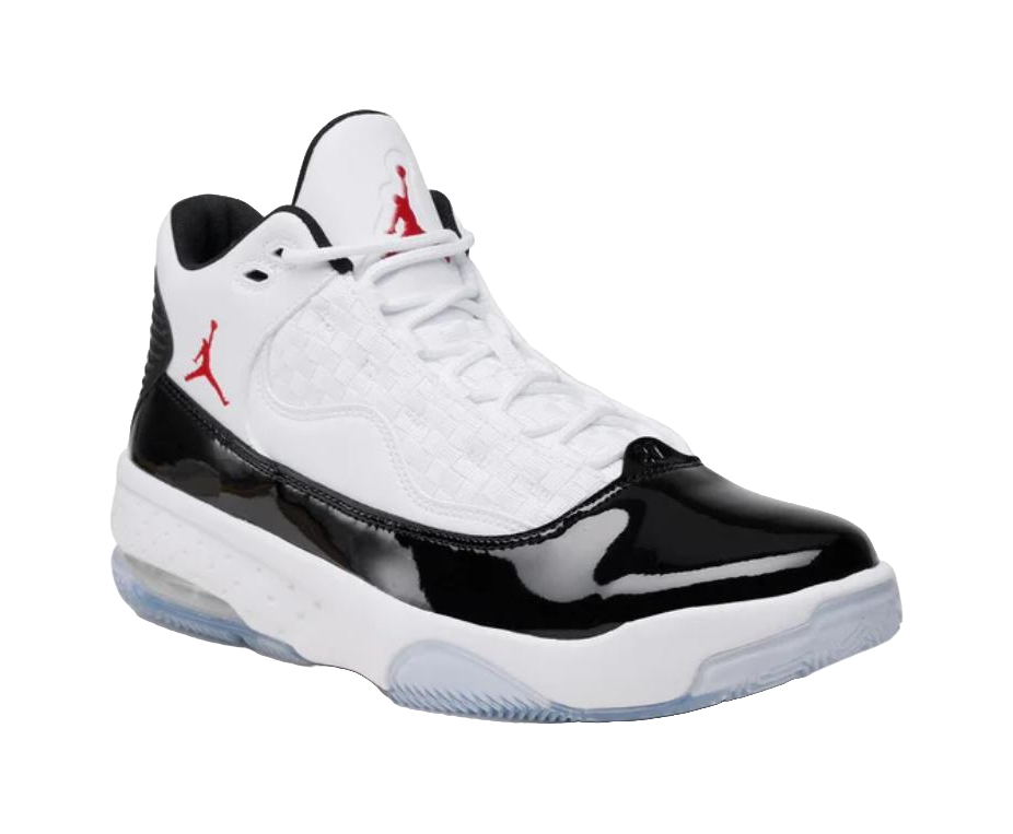 Jordan Max Aura 2 White Black Gym Red vjkicks