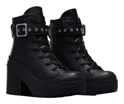 Converse Chuck 70 De Luxe Heel Leather High Buckle Triple Black Womens vjkicks