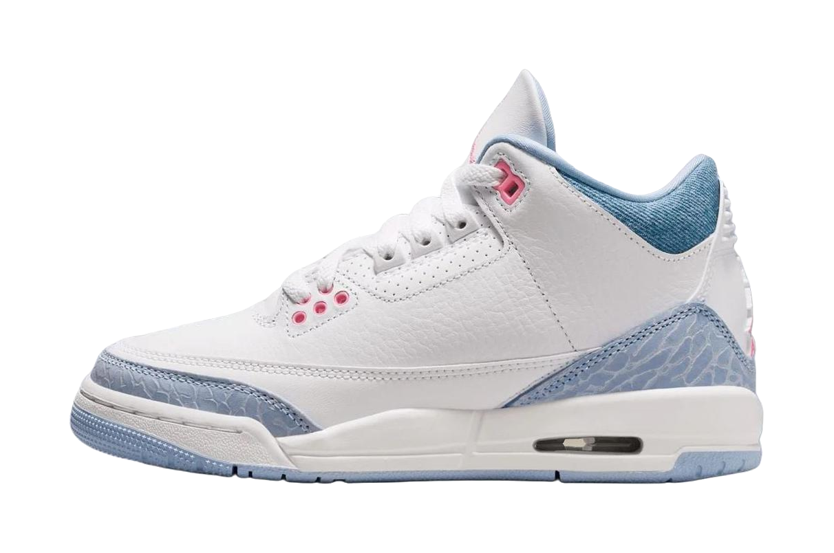 Jordan Air Jordan 3 Abrasion Resistant Mid Top Childrens Basketball Shoes White Blue Teenagers vjkicks